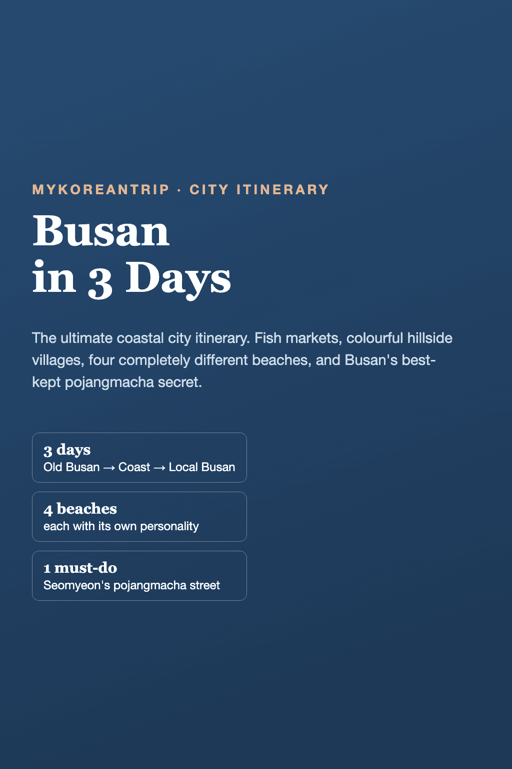 Cover page of the Busan in 3 Days coastal city guide