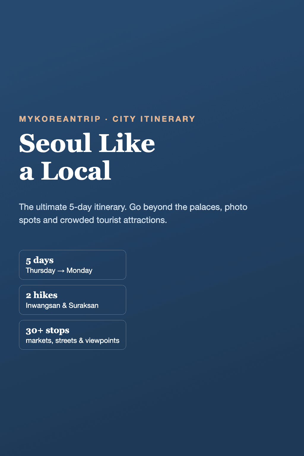 Cover page of the Seoul Like a Local 5-Day Itinerary guide