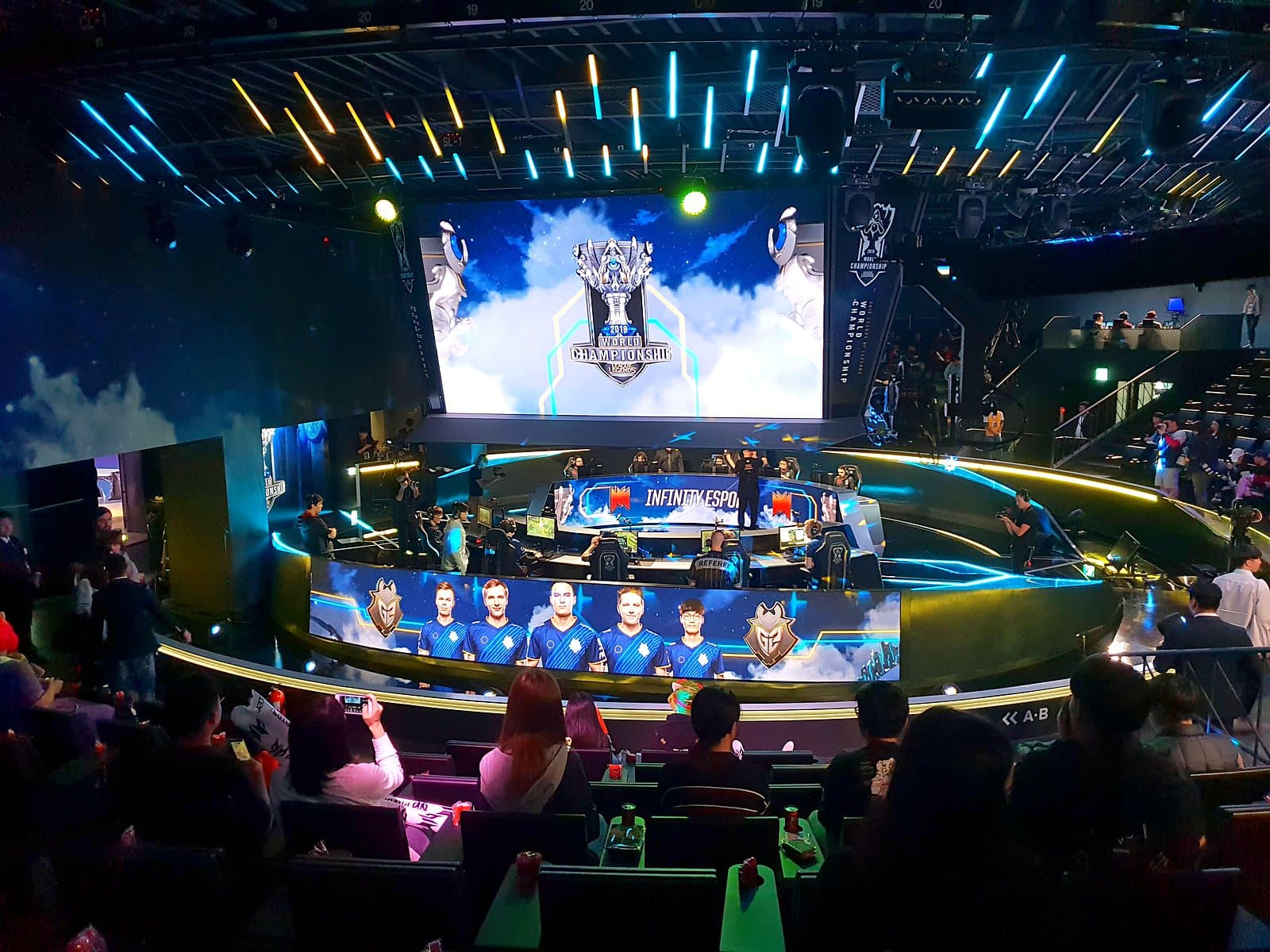 The stage and seating inside LoL PARK, the League of Legends esports venue in Jongno, Seoul